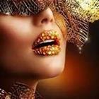Gold besetzt Lippen