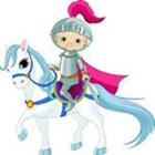 Ein Cartoon-Figur eines Ritters auf einem Pferd